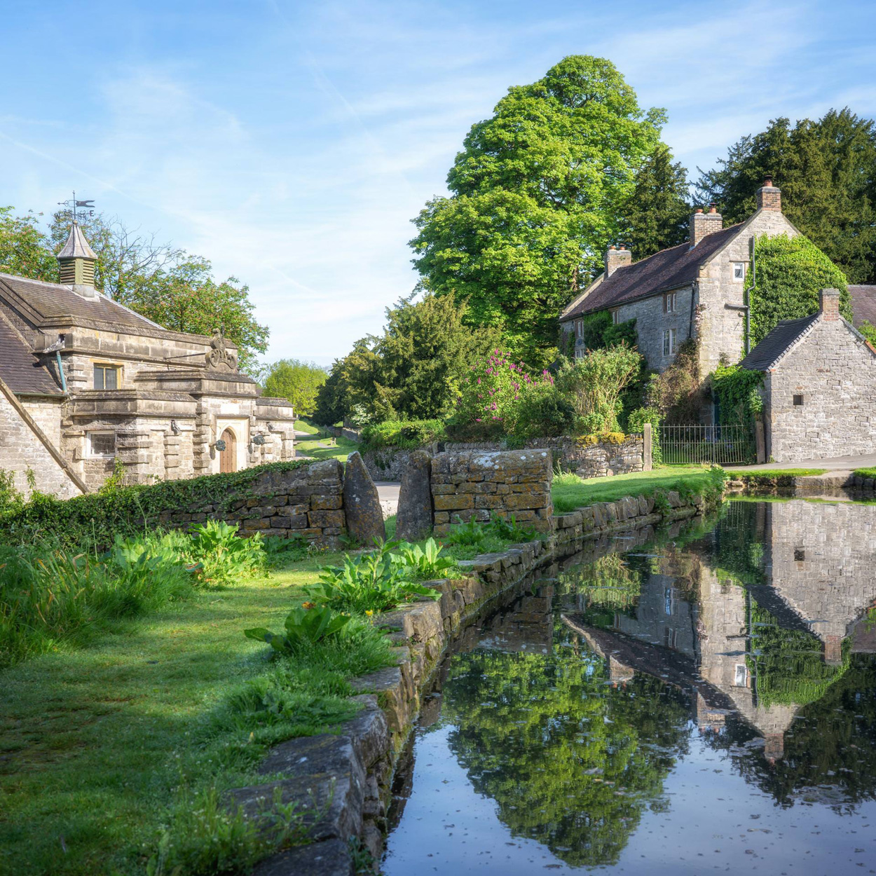 Village duckpond in Tissington, Derbyshire